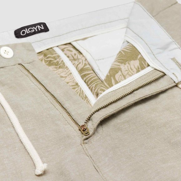 OLGYN Men’s Slim Fit Beige Bermuda Shorts - Picture 3 of 5